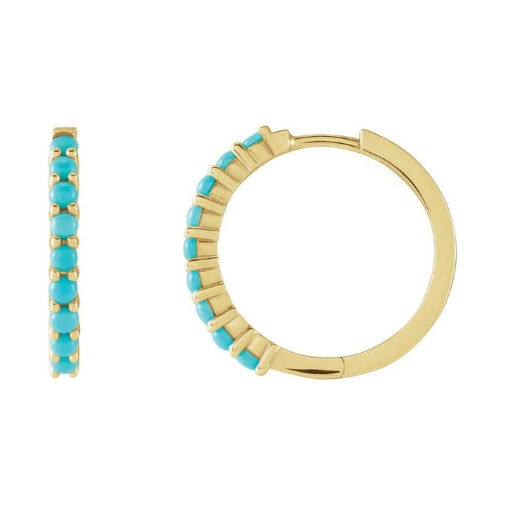 Cabochon Hinged Hoop Earrings
