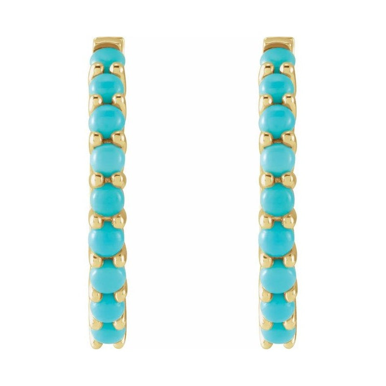 Cabochon Hinged Hoop Earrings