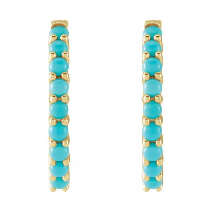 Cabochon Hinged Hoop Earrings