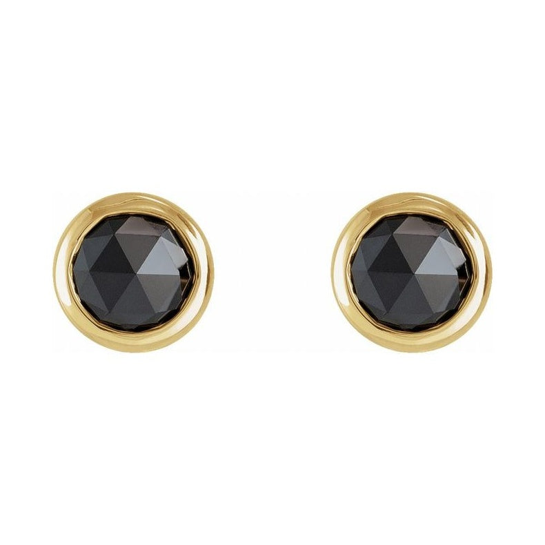 Round Bezel-Set Rose-Cut Stud Earrings