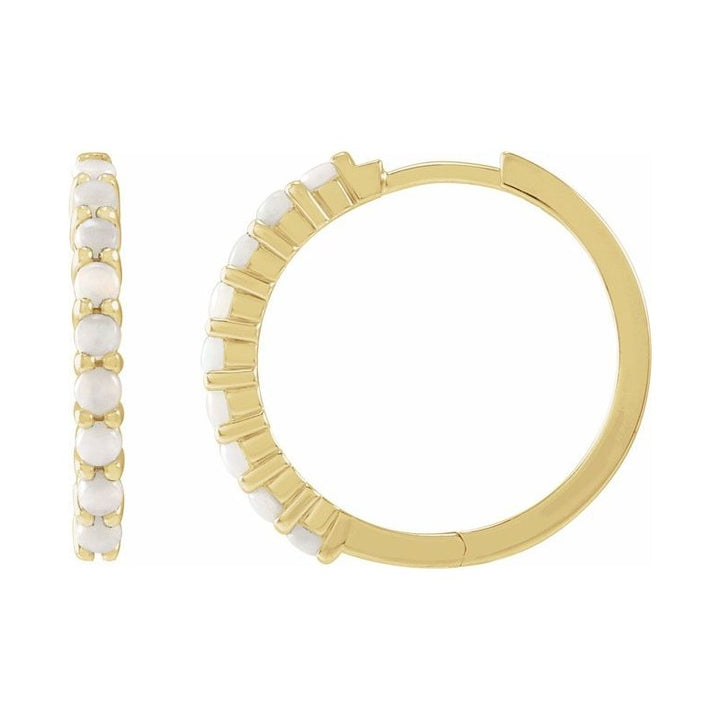 Cabochon Hinged Hoop Earrings