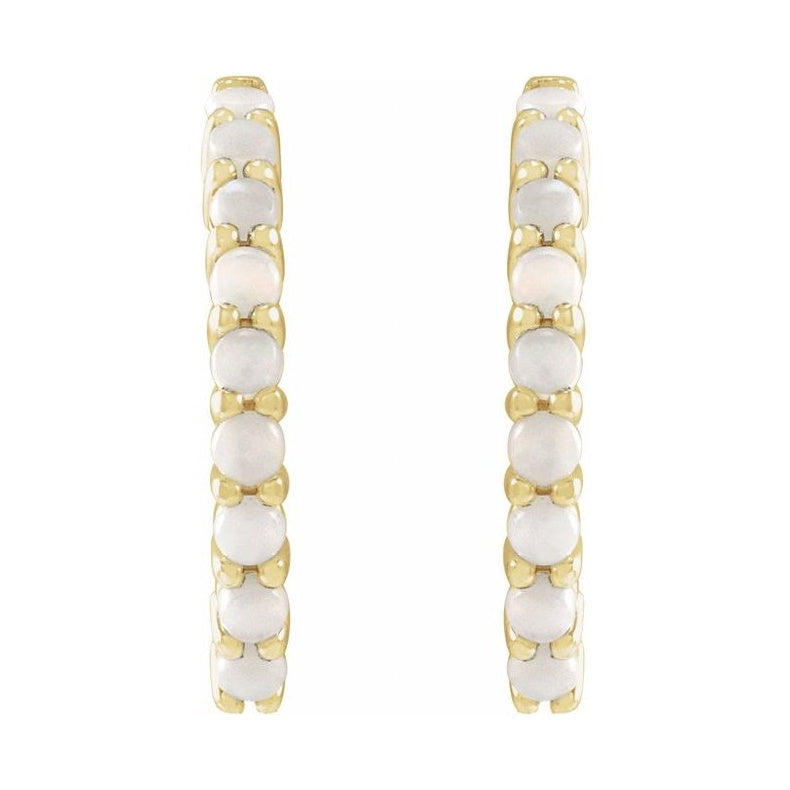 Cabochon Hinged Hoop Earrings