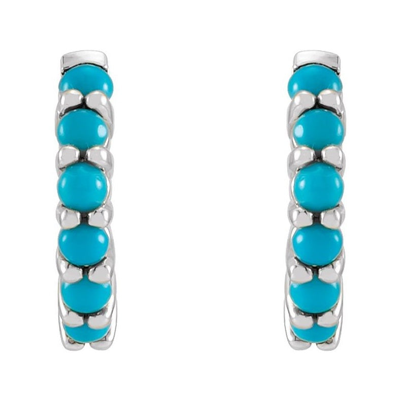Cabochon Hinged Hoop Earrings