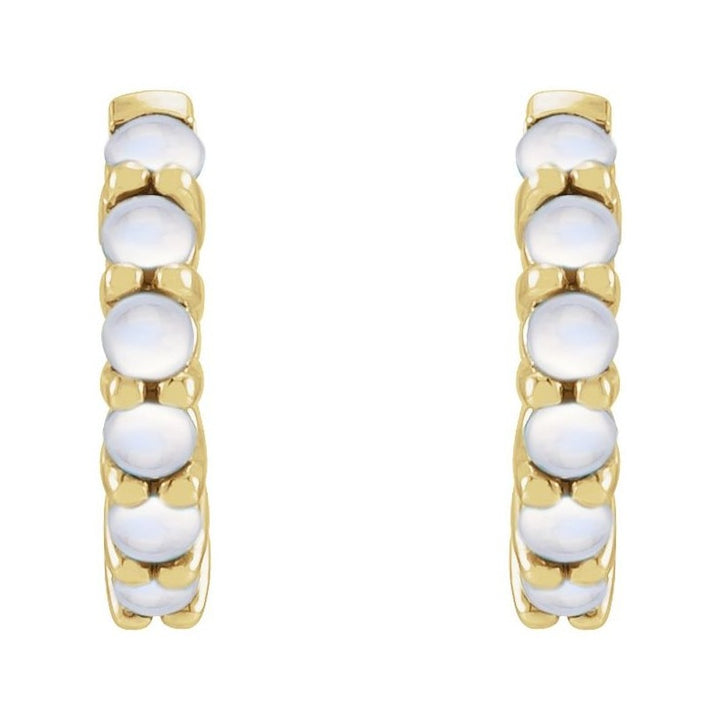 Cabochon Hinged Hoop Earrings