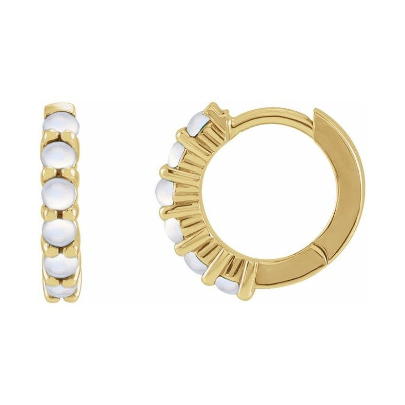 Cabochon Hinged Hoop Earrings