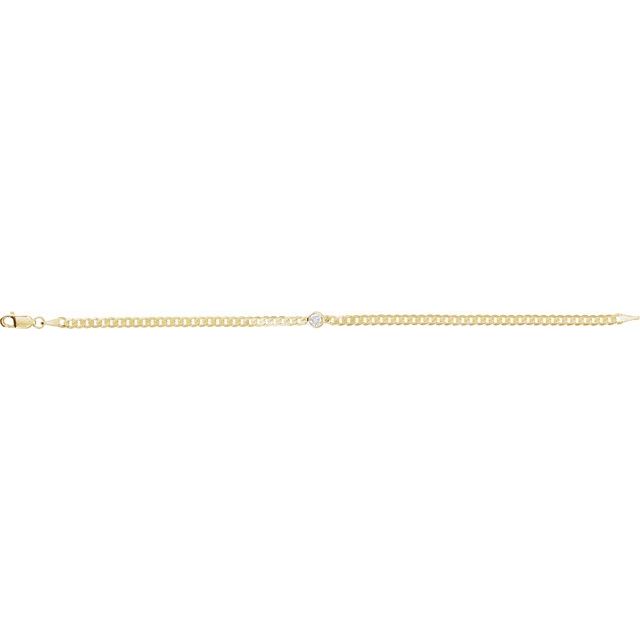 Bezel-Set Solitaire Curb Link Bracelet