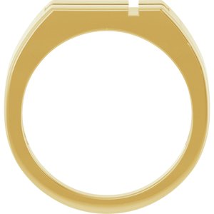 14K Yellow Rectangle Cross Signet Ring