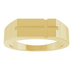 14K Yellow Rectangle Cross Signet Ring