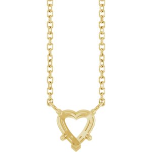 14K Yellow 6 mm Heart Solitaire 18" Necklace