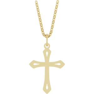 14K Yellow Cross 18" Necklace