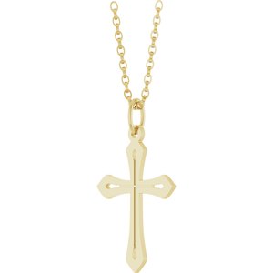 14K Yellow Cross 18" Necklace