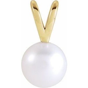 14K Yellow Cultured White Akoya Pearl Pendant