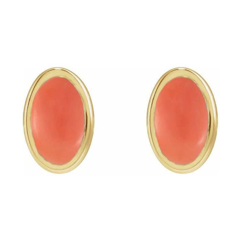 Oval Bezel-Set Cabochon Earrings