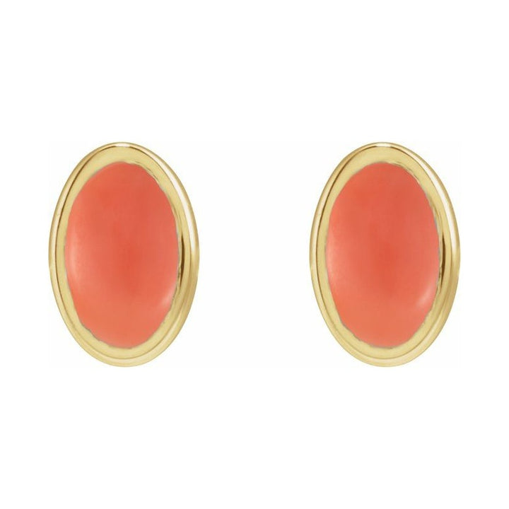 Oval Bezel-Set Cabochon Earrings