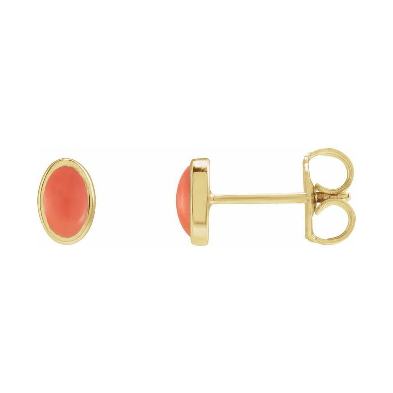 Oval Bezel-Set Cabochon Earrings