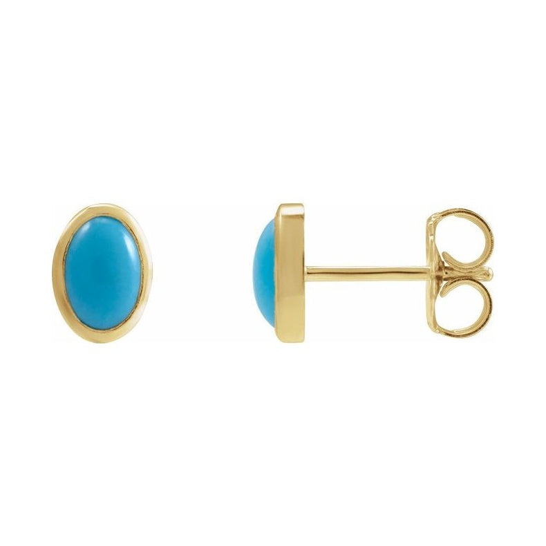Oval Bezel-Set Cabochon Earrings