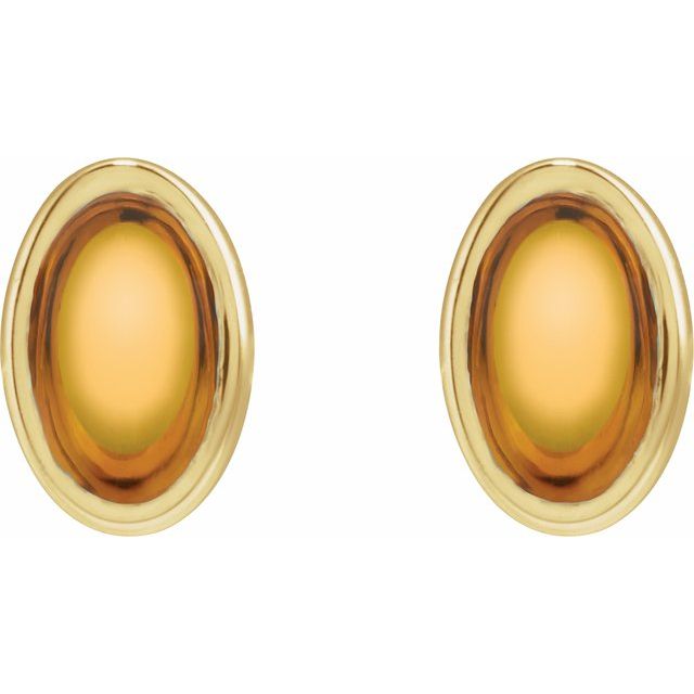 Oval Bezel-Set Cabochon Earrings