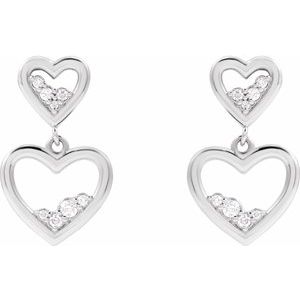 14K White 1/5 CTW Natural Diamond Heart Earrings