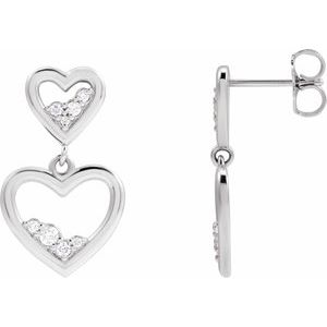 14K White 1/5 CTW Natural Diamond Heart Earrings