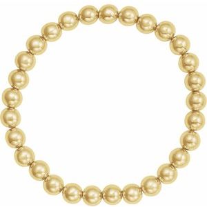 14K Yellow Gold-Filled 6 mm Elastic Bead 6 1/2" Bracelet