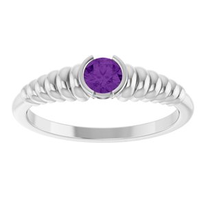 14K White Natural Amethyst Ring