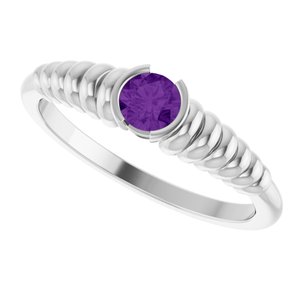 14K White Natural Amethyst Ring