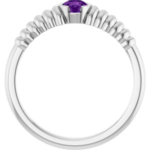 14K White Natural Amethyst Ring