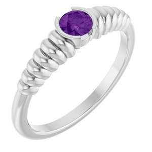 14K White Natural Amethyst Ring