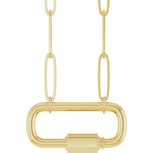 14K Yellow Carabiner Charm 16" Necklace