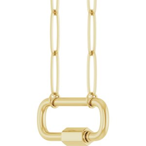 14K Yellow Carabiner Charm 16" Necklace