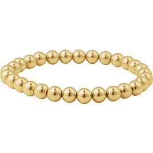 14K Yellow Gold-Filled 6 mm Elastic Bead 6 1/2" Bracelet