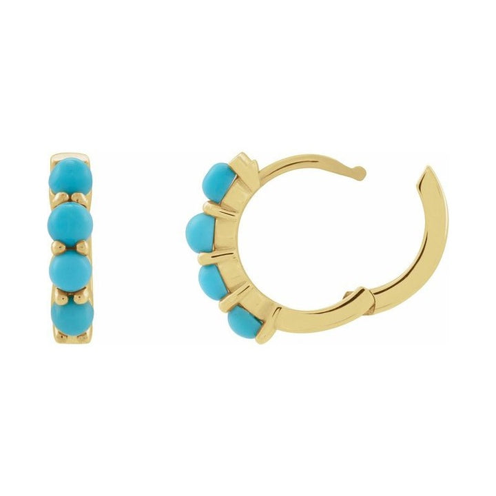 Cabochon Hinged Hoop Earrings