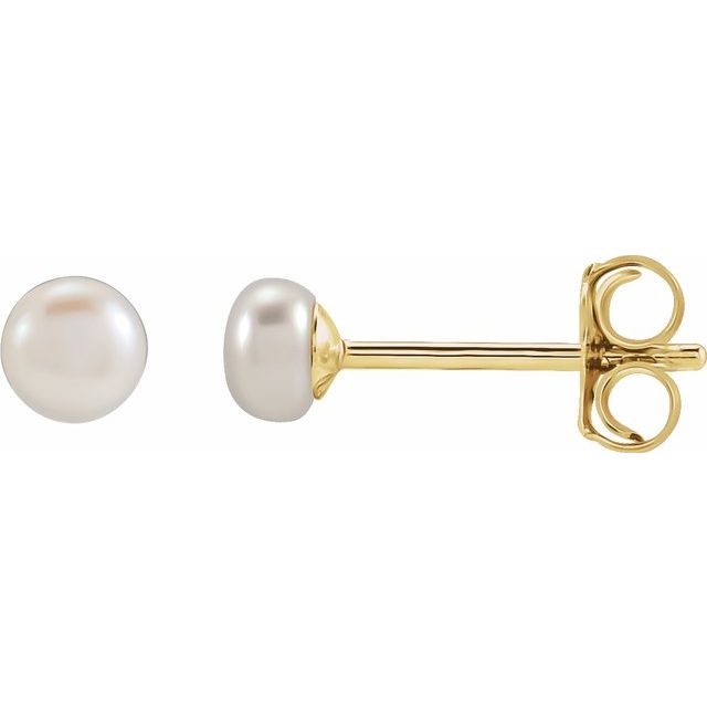 Button Pearl Stud Earrings