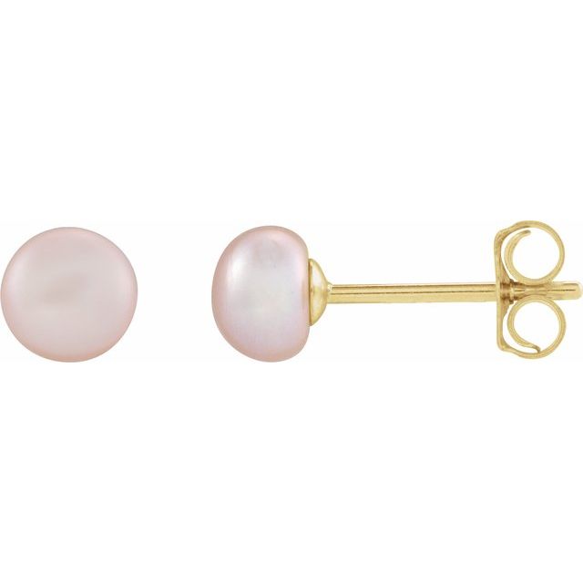 Button Pearl Stud Earrings