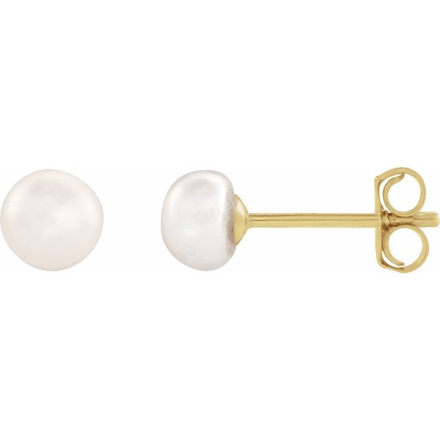 Button Pearl Stud Earrings