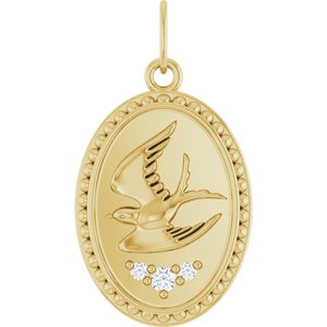 14K Yellow .04 CTW Natural Diamond Holy Spirit Dove Pendant