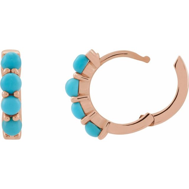 Cabochon Hinged Hoop Earrings