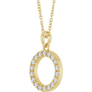 14K Yellow 1/4 CTW Natural Diamond Circle 16-18" Necklace