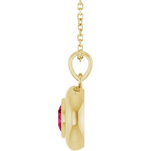 14K Yellow Lab-Grown Ruby Solitaire 16-18" Necklace