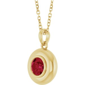 14K Yellow Lab-Grown Ruby Solitaire 16-18" Necklace