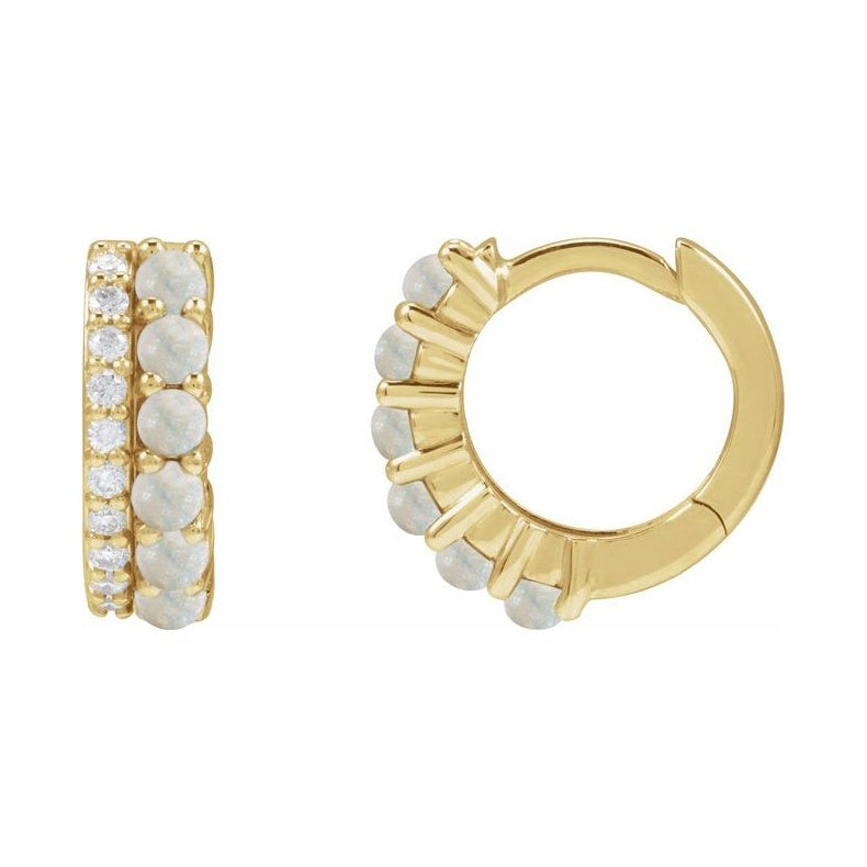 Accented Cabochon Hoop Earrings