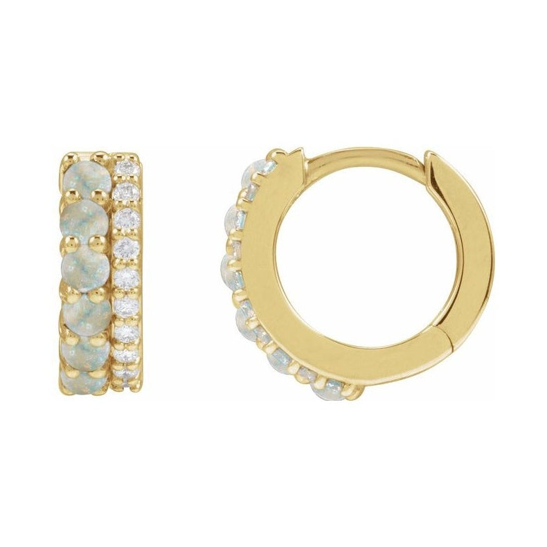 Accented Cabochon Hoop Earrings