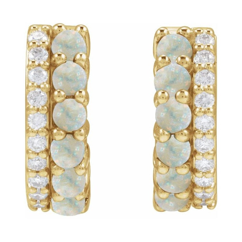 Accented Cabochon Hoop Earrings