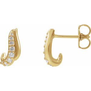 14K Yellow 1/6 Natural Diamond Freeform Earrings