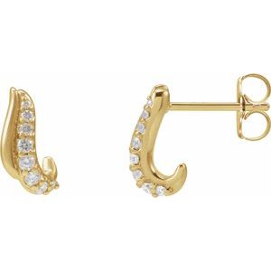 14K Yellow 1/6 Natural Diamond Freeform Earrings