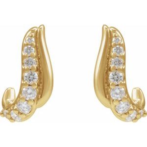 14K Yellow 1/6 Natural Diamond Freeform Earrings