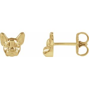 14K Yellow Dog Earrings