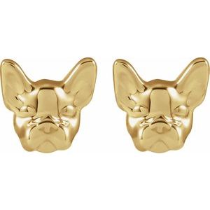 14K Yellow Dog Earrings