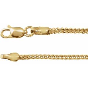 14K Yellow 1.5 mm Hollow Franco 18" Chain