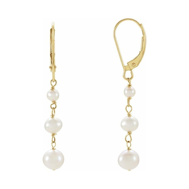 Three-Stone Pearl Earrings